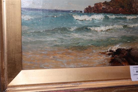 John Mogford, oil on canvas, Cornish coastal landscape, signed, 30 x 48cm